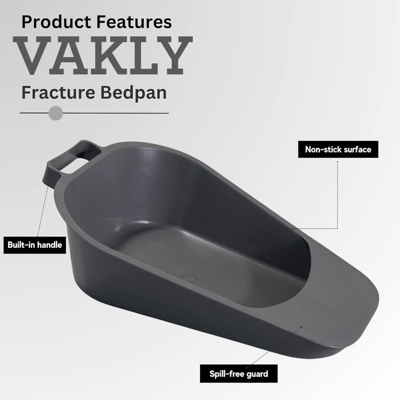 Vakly Fracture Bedpan - Portable Easy Clean Plastic Bed Pan - Female Urinal with Built-in Handle for Easier Placement and Removal - Spill-Free Guard for Bed-Bound/Bedridden Patient for Women and Men - Image 2